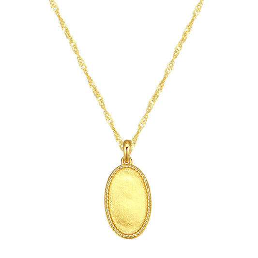 Oval Rope Pendant Necklace Sterling Silver