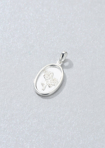 Oval Rose Pendant Sterling Silver