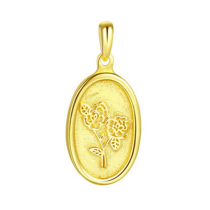 Oval Rose Pendant Sterling Silver Gold