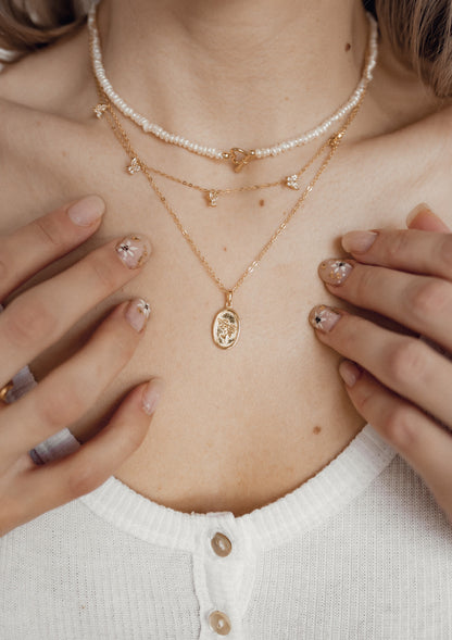 Oval Rose Pendant Sterling Silver Gold