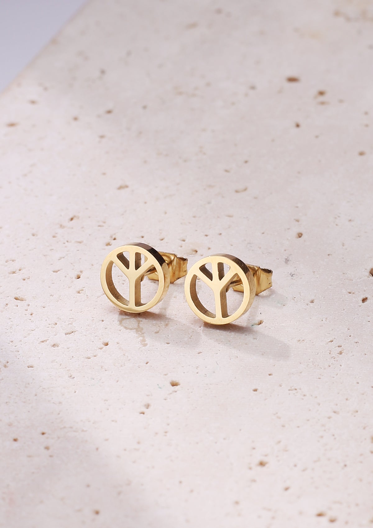 Peace Sign Stud Earrings