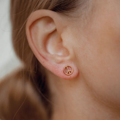 Peace Sign Stud Earrings