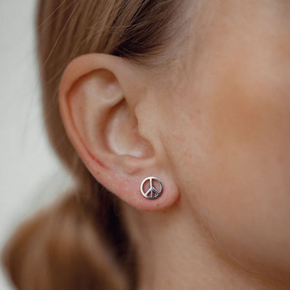 Peace Sign Stud Earrings