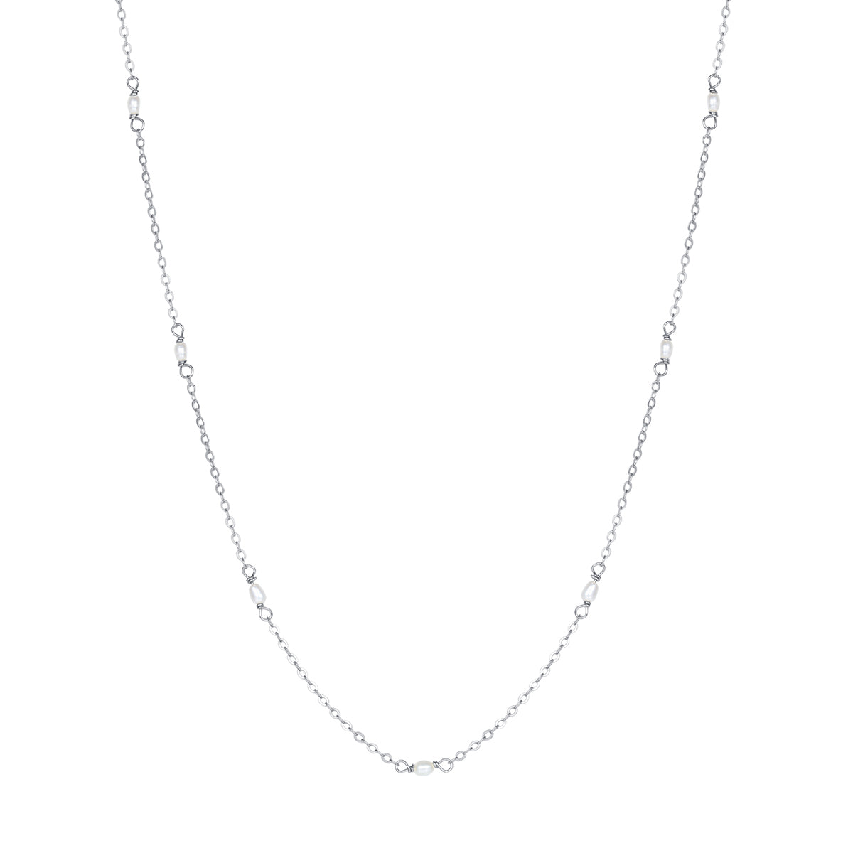 Pearl Chain Necklace Sterling Silver