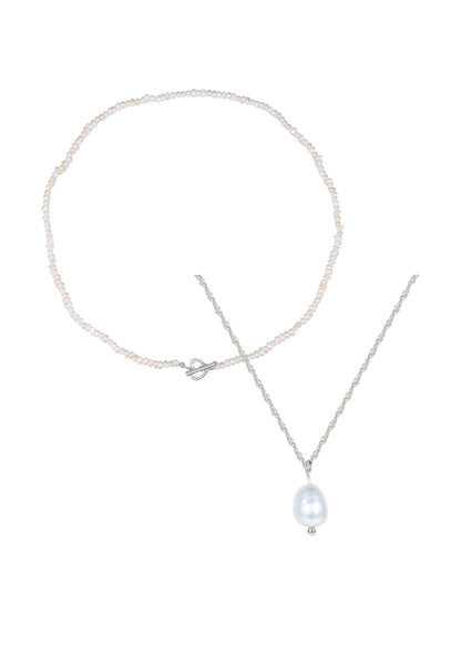Pearl Necklaces Sterling Silver Set