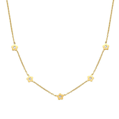 Petite Flower Charm Necklace Gold