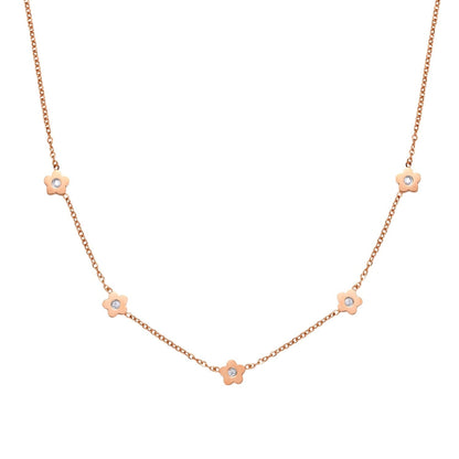 Petite Flower Charm Necklace Rose Gold