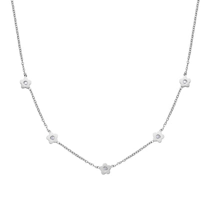 Petite Flower Charm Necklace Silver