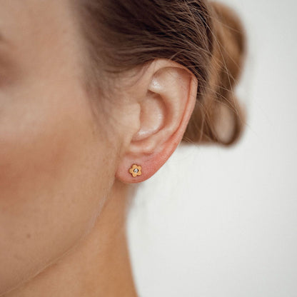 Petite Flower Stud Earrings Gold