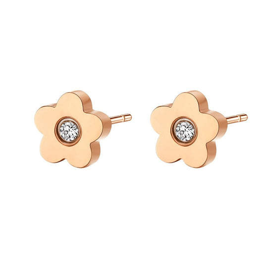 Petite Flower Stud Earrings Rose Gold