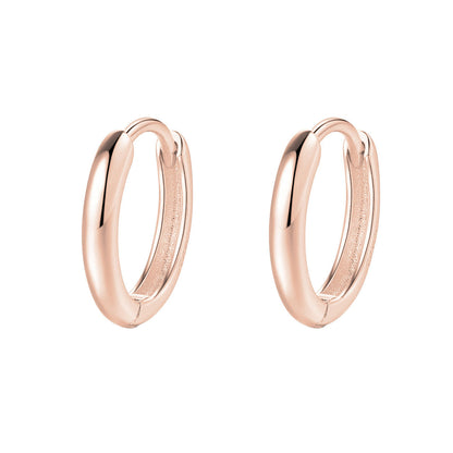 Plain Chunky Hoop Earrings Sterling Silver Gold