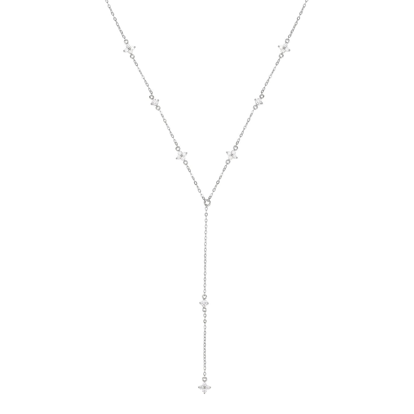Posy Y Chain Necklace Sterling Silver Gold
