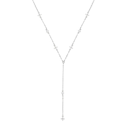 Posy Y Chain Necklace Sterling Silver Gold