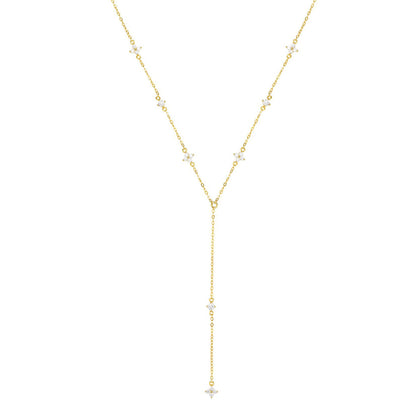 Posy Y Chain Necklace Sterling Silver Gold