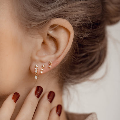 Quartet Drop Stud Earrings Sterling Silver