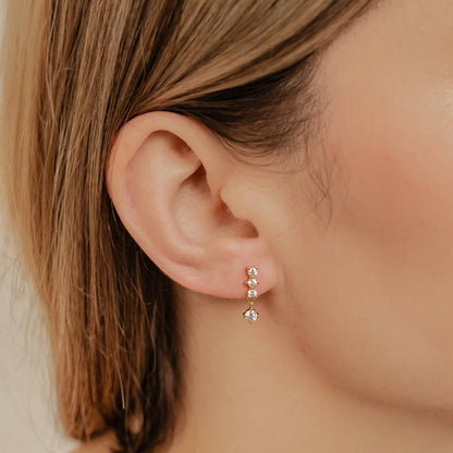 Quartet Drop Stud Earrings Sterling Silver