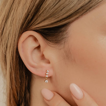 Quartet Drop Stud Earrings Sterling Silver