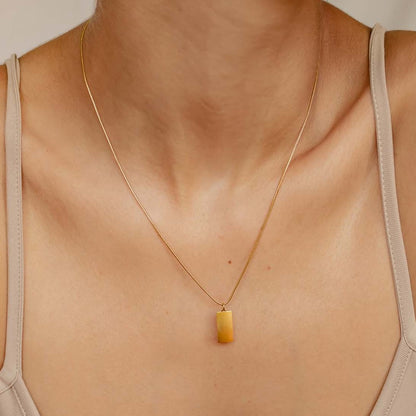 Rectangle Pendant Necklace Gold