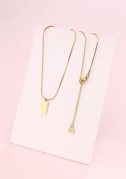 Rectangle Pendant Necklace Gold