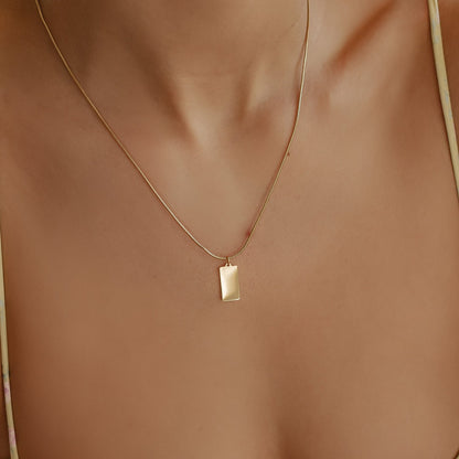 Rectangle Pendant Necklace Gold