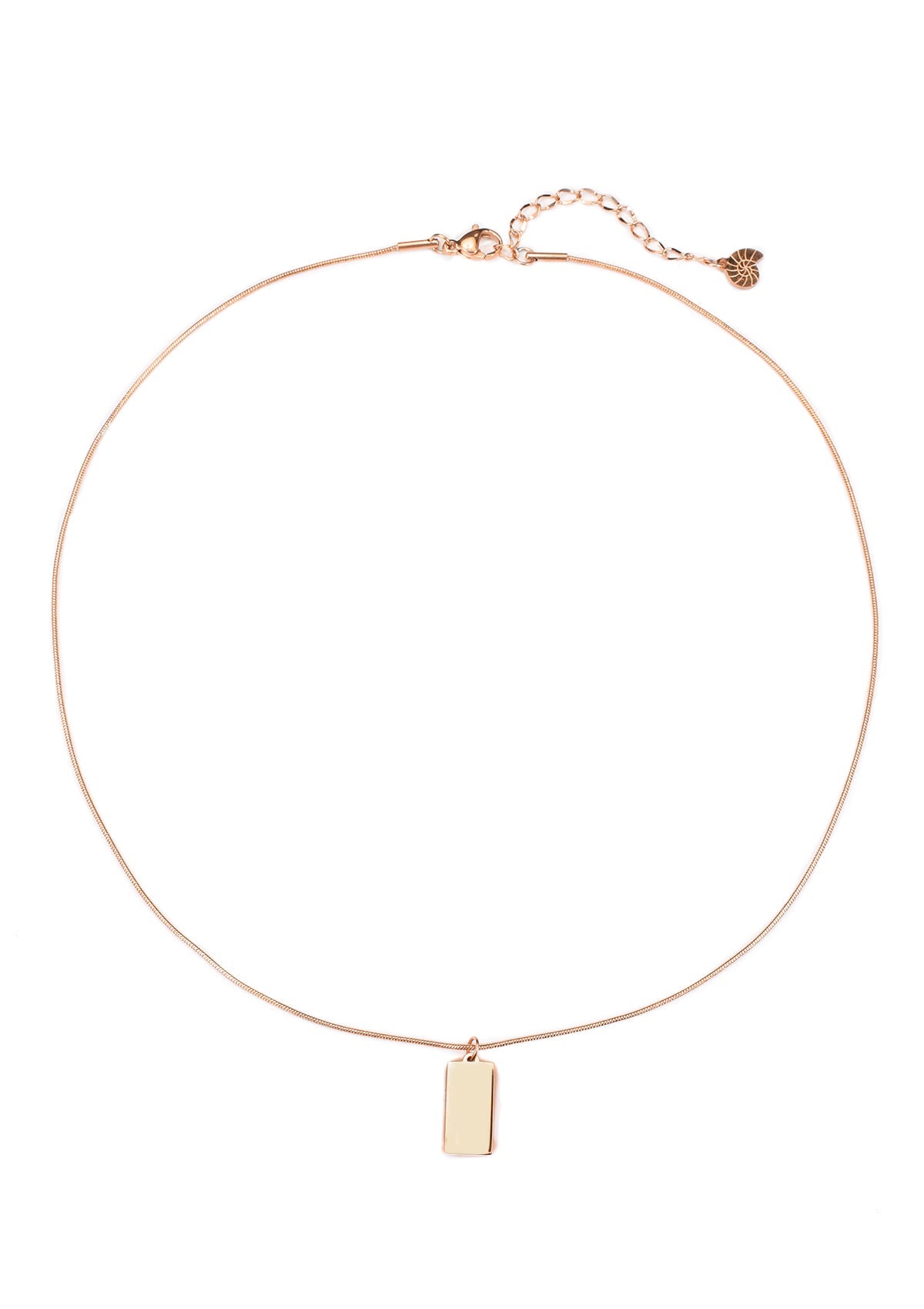 Rectangle Pendant Necklace Rose Gold