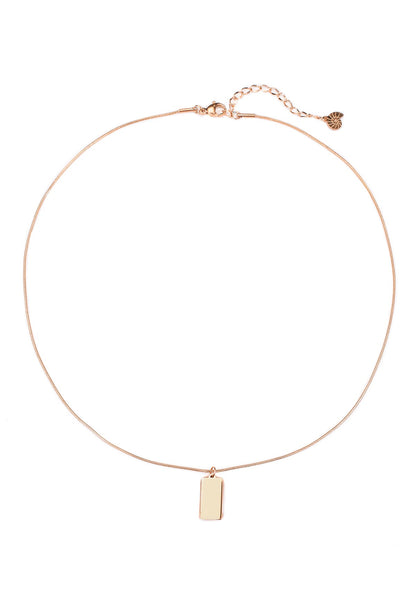 Rectangle Pendant Necklace Rose Gold