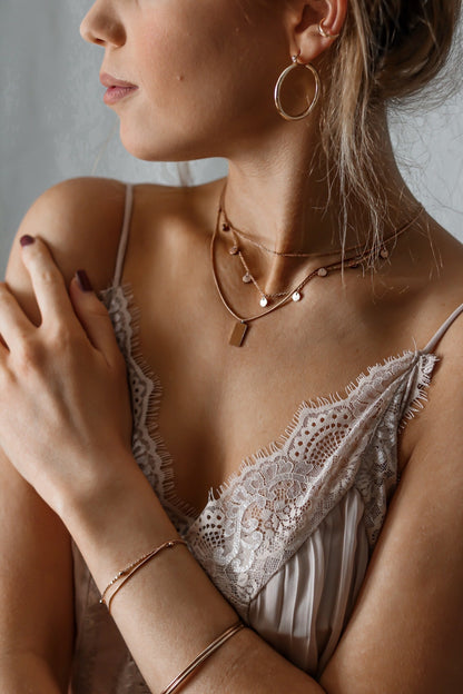 Rectangle Pendant Necklace Rose Gold