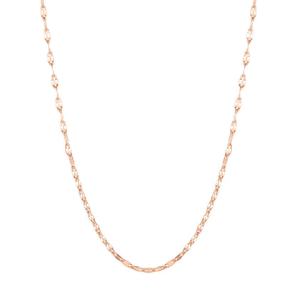 Flattened Rolo Chain Necklace Rose Gold