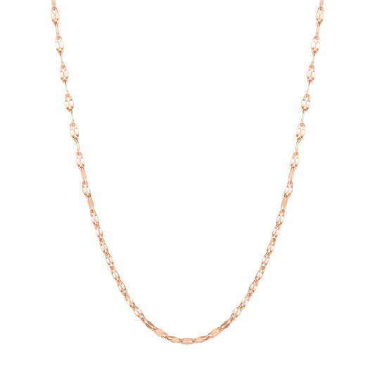 Flattened Rolo Chain Necklace Rose Gold
