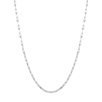 Flattened Rolo Chain Necklace Silver