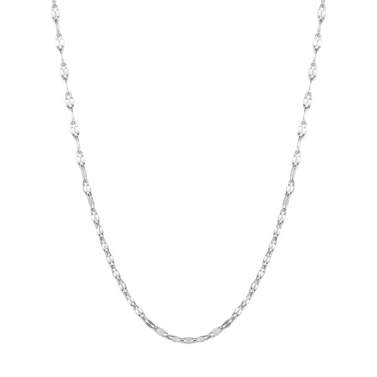 Flattened Rolo Chain Necklace Silver