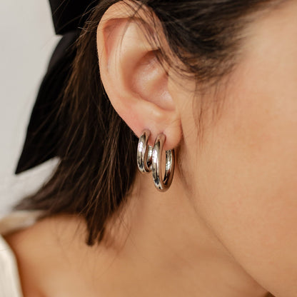 Round Hoop Earring Set Stainless Steel