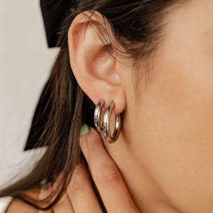 Round Hoop Earring Set Stainless Steel