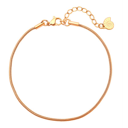 Round Snake Chain Anklet Rose Gold