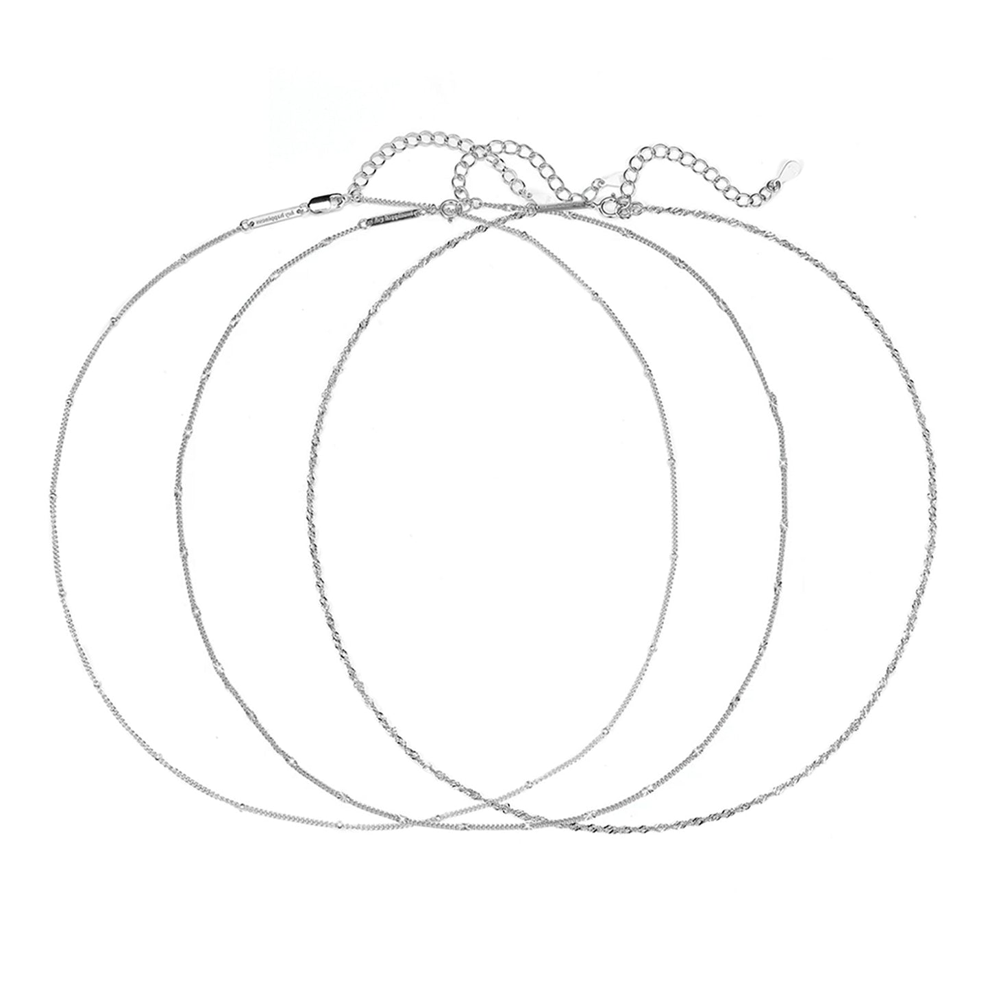 Fine Chain Necklaces Set Sterling Silver