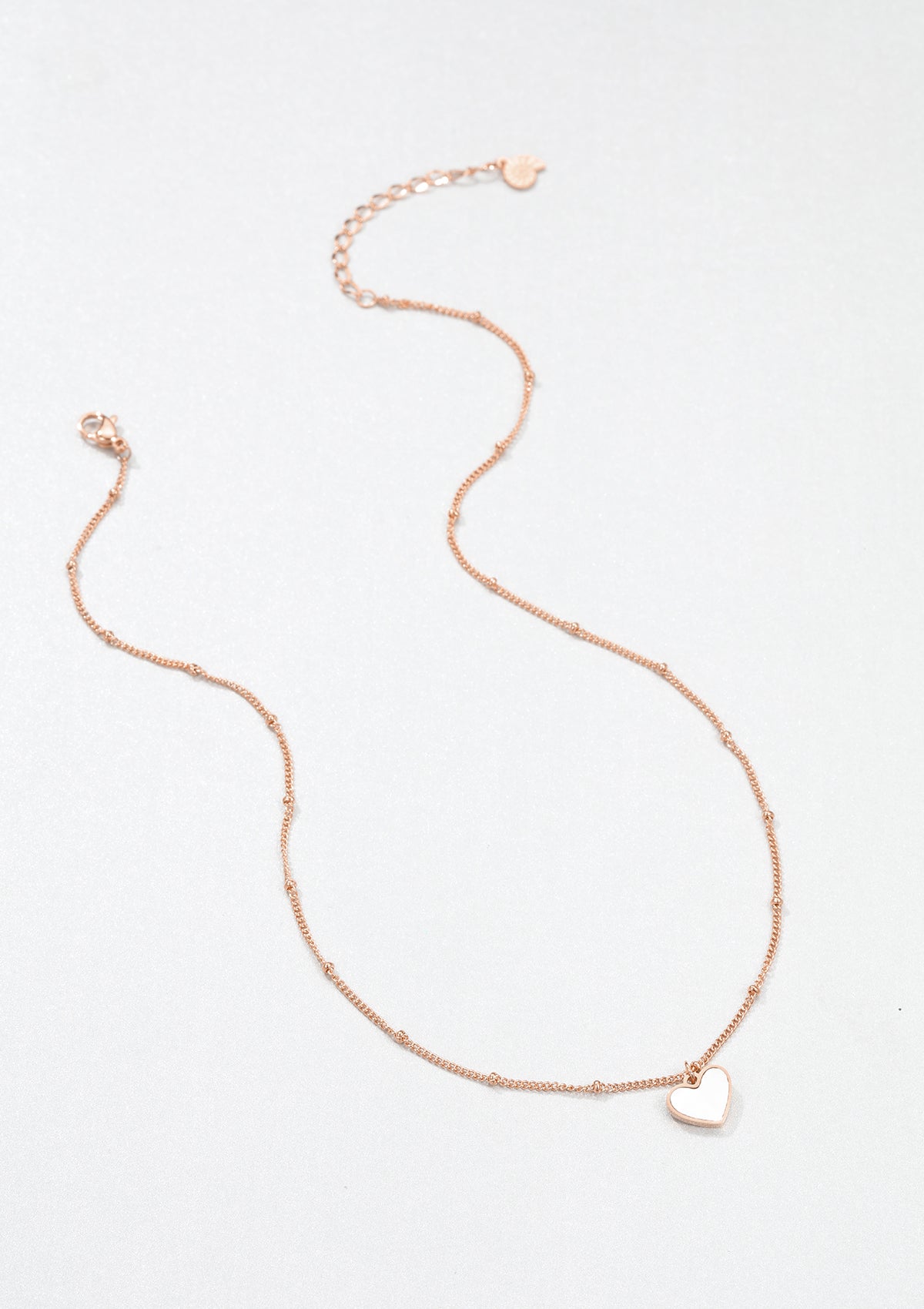 Shell Heart Pendant Chain Necklace Rose Gold