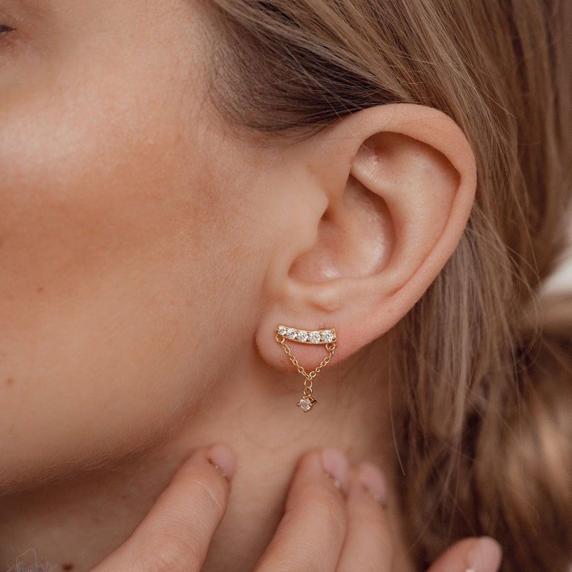 Shooting Star Stud Earrings Sterling Silver Gold