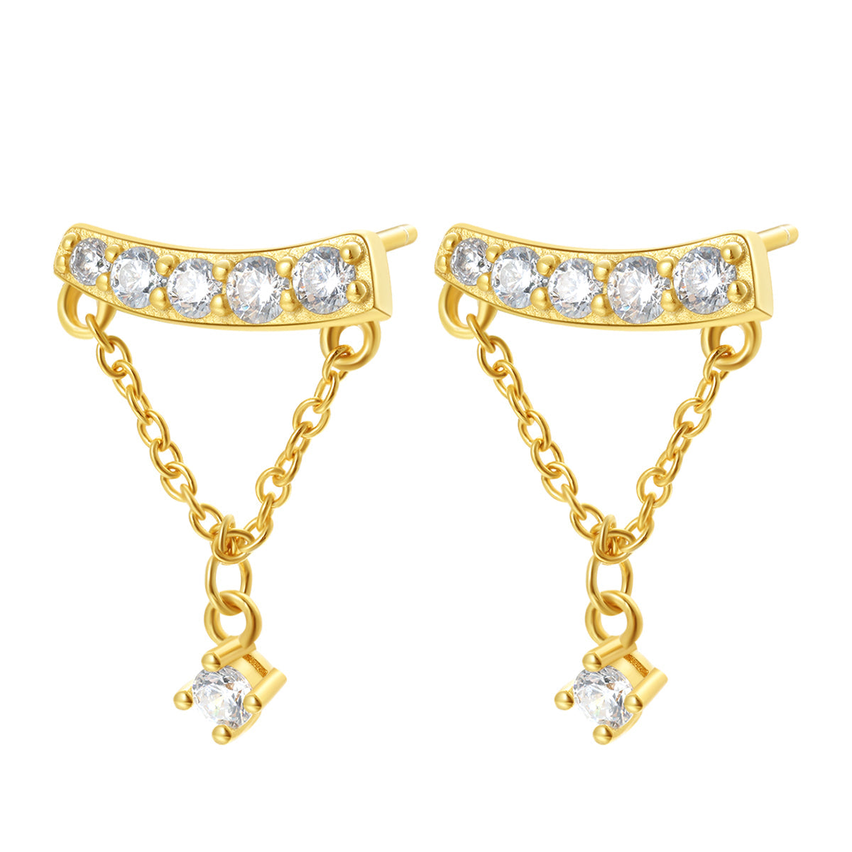 Shooting Star Stud Earrings Sterling Silver Gold