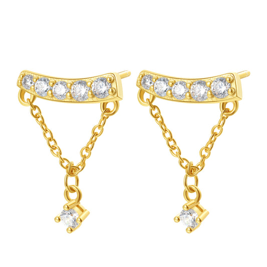 Shooting Star Stud Earrings Sterling Silver Gold