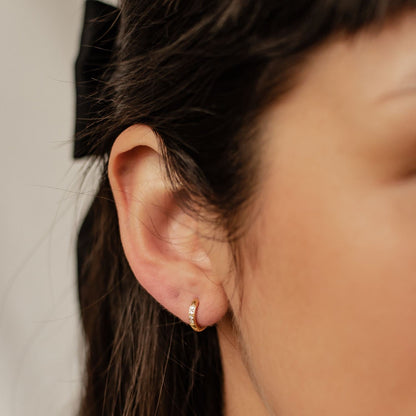 Clear Stone Hoop Earrings Stainless Steel