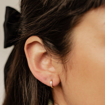 Clear Stone Hoop Earrings Stainless Steel