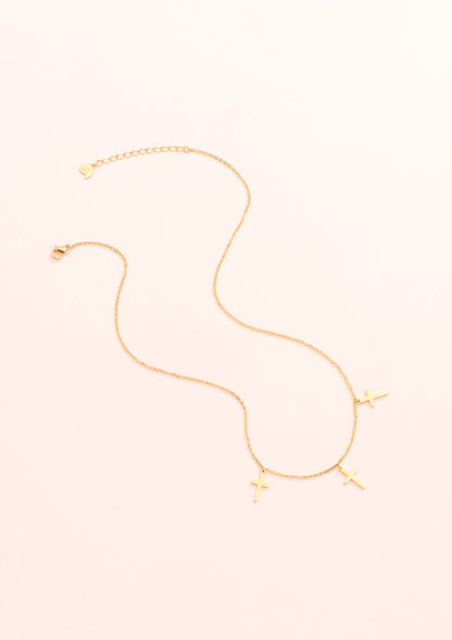 Small Cross Necklace Rose Gold