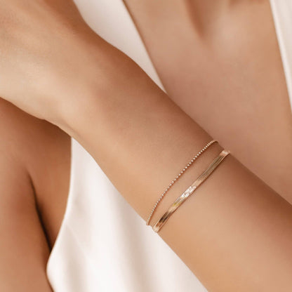 Snake and Bead Chain Bracelet Set