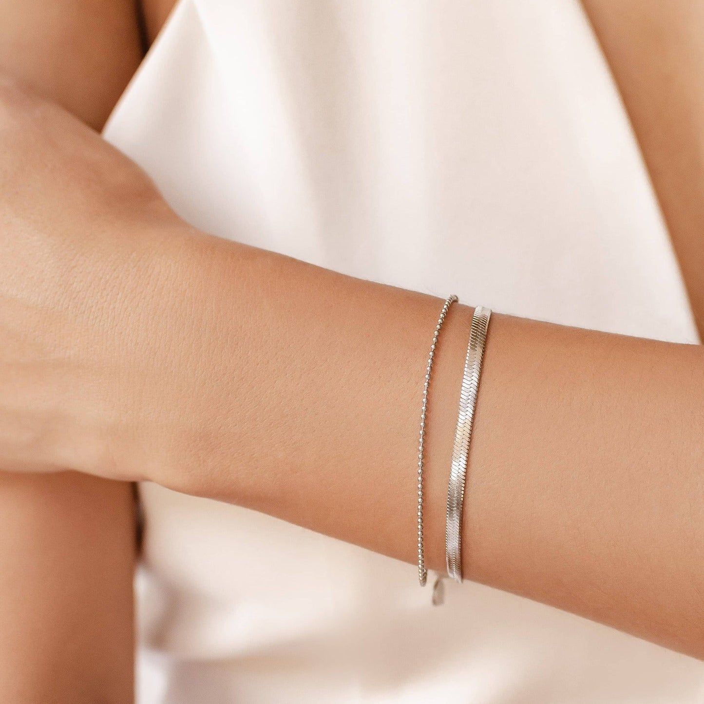 Snake and Bead Chain Bracelet Set