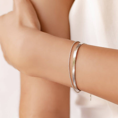 Snake and Bead Chain Bracelet Set