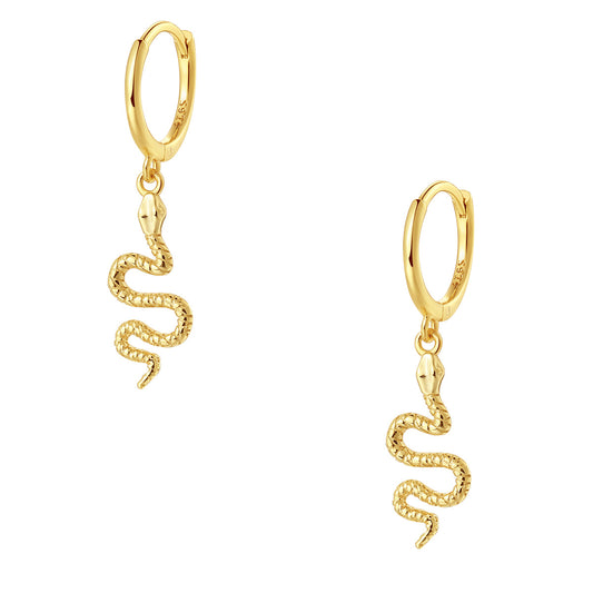 Snake Huggie Earrings Sterling Silver Gold