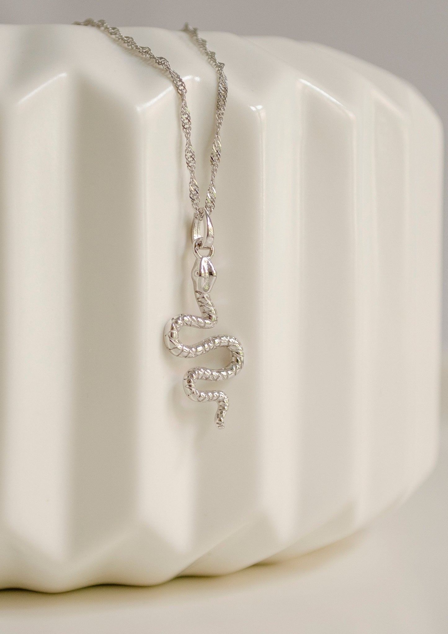 Snake Pendant Necklace Sterling Silver