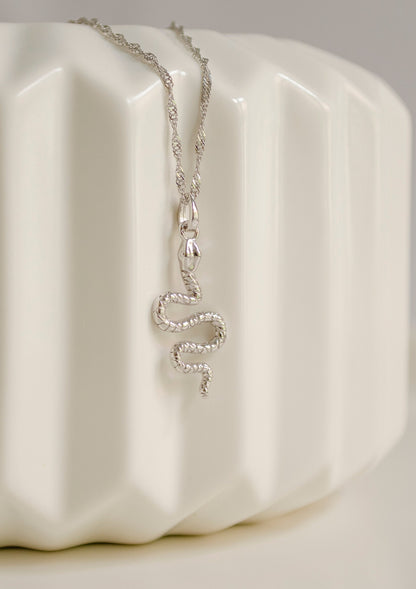 Snake Pendant Necklace Sterling Silver