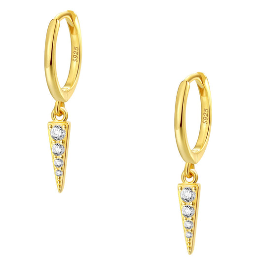 Spike Huggie Earrings Sterling Silver Gold