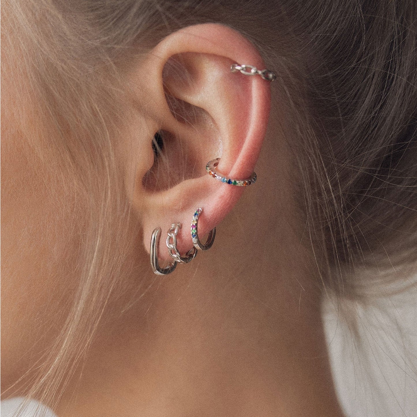 Oval Hoop Huggie Earrings Sterling Silver Gold